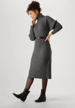 grijze y.a.s. midi jurk yasmavi knit midi rollneck dress