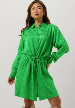 groene alix the label mini jurk ladies woven jacquard blouse dress