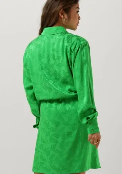 groene alix the label mini jurk ladies woven jacquard blouse dress
