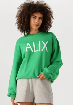 groene alix the label trui ladies knitted clean logo sweater