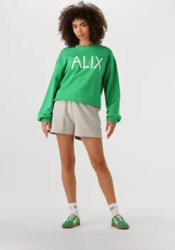 groene alix the label trui ladies knitted clean logo sweater