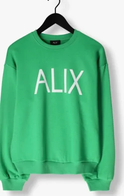 groene alix the label trui ladies knitted clean logo sweater