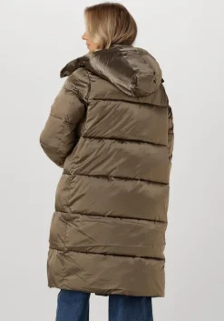 groene calvin klein gewatteerde jas monologo nd shiny long puffer