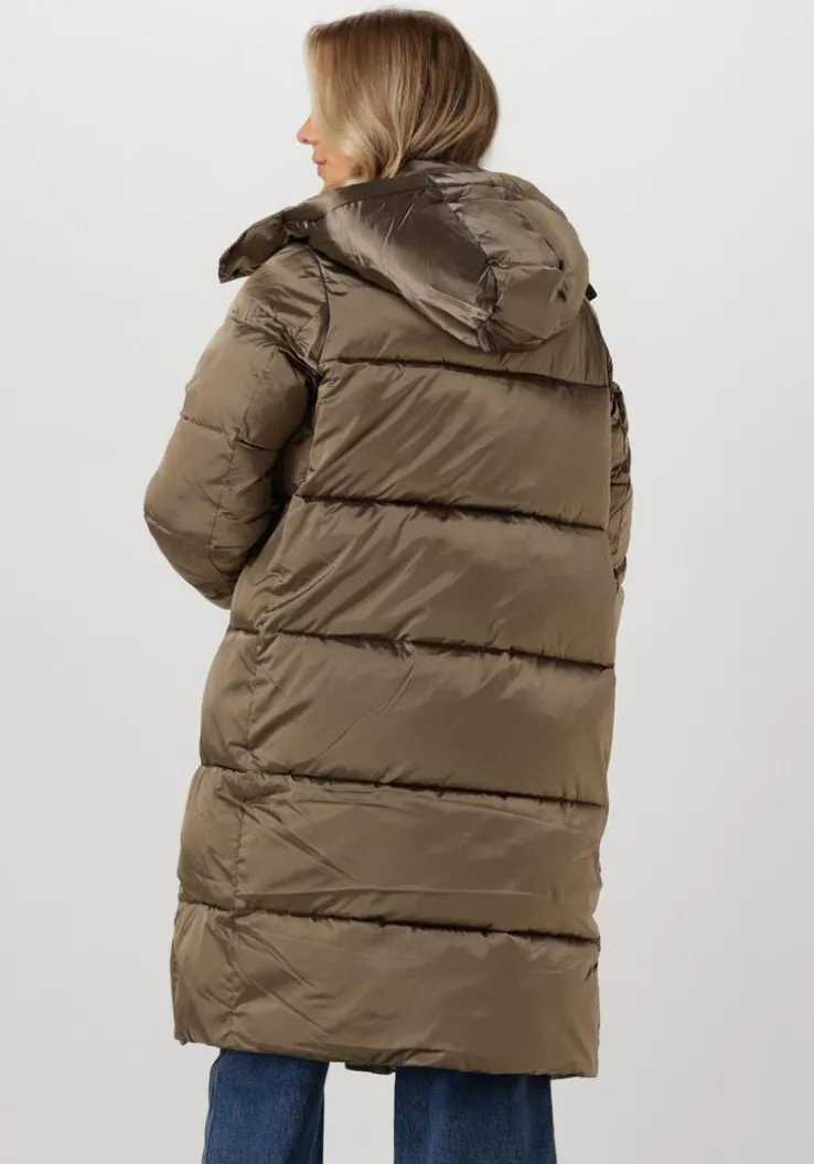 groene calvin klein gewatteerde jas monologo nd shiny long puffer