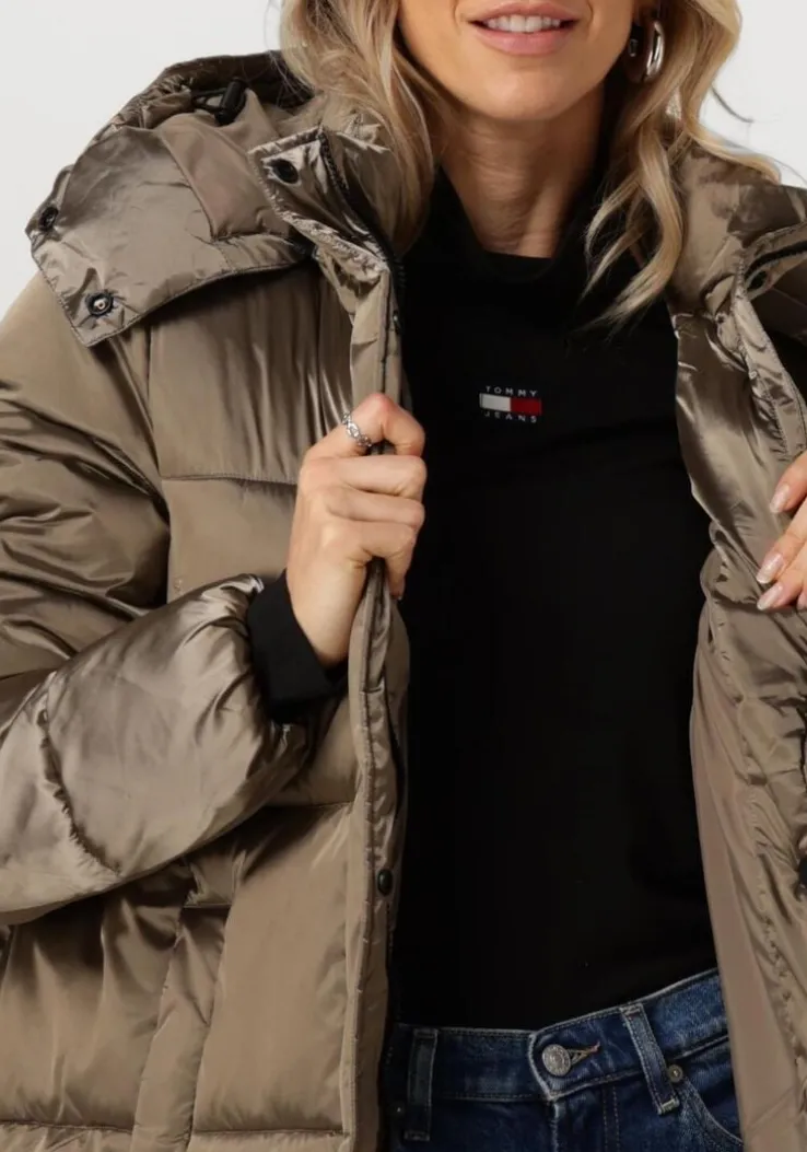 groene calvin klein gewatteerde jas monologo nd shiny long puffer