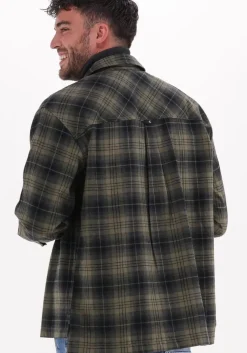 groene calvin klein overshirt contrast pocket check overshirt