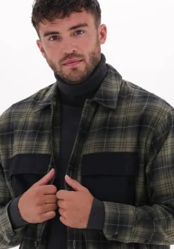 groene calvin klein overshirt contrast pocket check overshirt