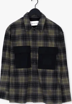 groene calvin klein overshirt contrast pocket check overshirt