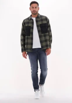 groene calvin klein overshirt contrast pocket check overshirt