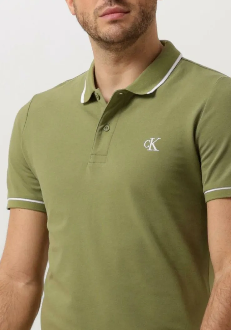 groene calvin klein polo tipping slim polo