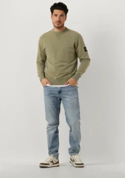 groene calvin klein sweater washed badge crew neck