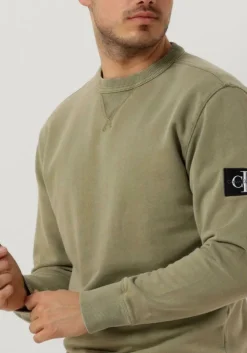 groene calvin klein sweater washed badge crew neck
