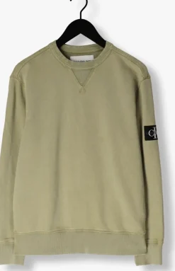 groene calvin klein sweater washed badge crew neck
