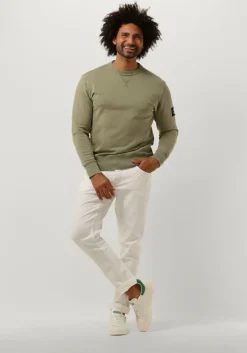 groene calvin klein sweater washed badge crew neck