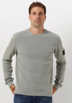 groene calvin klein trui washed badge waffle