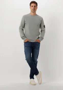 groene calvin klein trui washed badge waffle