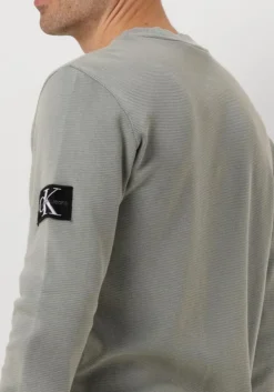 groene calvin klein trui washed badge waffle