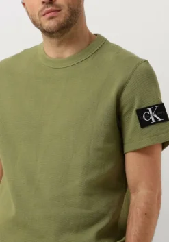 groene calvin klein t-shirt badge waffle tee