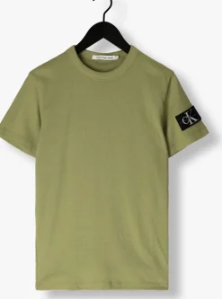 groene calvin klein t-shirt badge waffle tee