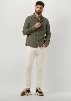 groene cast iron casual overhemd long sleeve shirt square structure regular fit