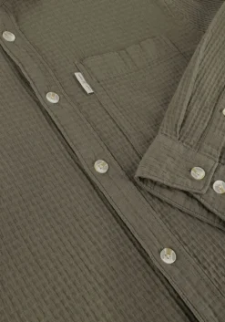 groene cast iron casual overhemd long sleeve shirt square structure regular fit