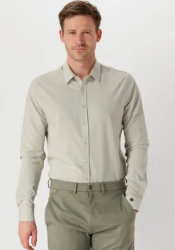 groene cast iron casual overhemd long sleeve shirt tec dobby jersey stripe