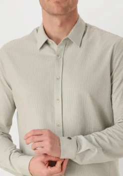 groene cast iron casual overhemd long sleeve shirt tec dobby jersey stripe