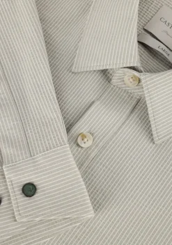 groene cast iron casual overhemd long sleeve shirt tec dobby jersey stripe