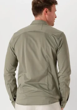 groene cast iron casual overhemd long sleeve shirt twill jersey 2 tone