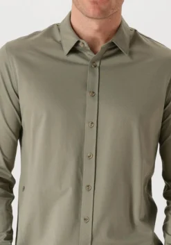 groene cast iron casual overhemd long sleeve shirt twill jersey 2 tone