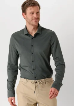 groene cast iron casual overhemd long sleeve shirt cf tec tone interlock jersey