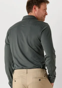 groene cast iron casual overhemd long sleeve shirt cf tec tone interlock jersey