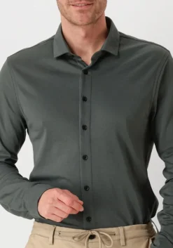 groene cast iron casual overhemd long sleeve shirt cf tec tone interlock jersey