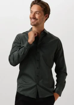 groene cast iron klassiek overhemd long sleeve shirt ctn comfort sateen