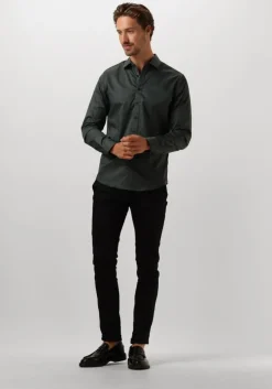 groene cast iron klassiek overhemd long sleeve shirt ctn comfort sateen