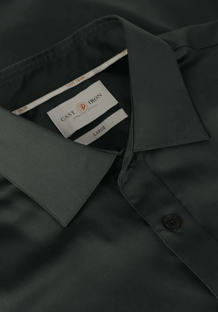 groene cast iron klassiek overhemd long sleeve shirt ctn comfort sateen