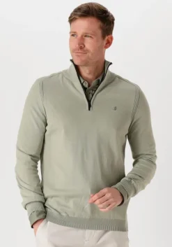 groene cast iron trui half zip collar cotton stretch