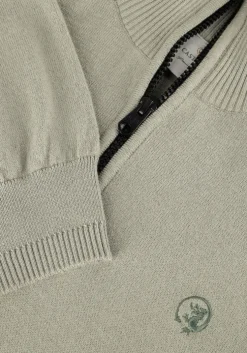 groene cast iron trui half zip collar cotton stretch