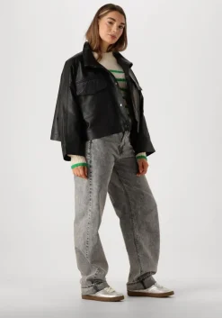 groene co'couture trui coralie crop stripe o-knit