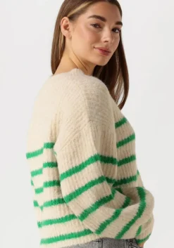 groene co'couture trui coralie crop stripe o-knit