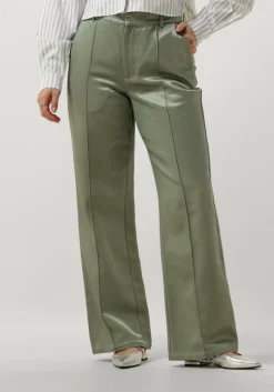 groene colourful rebel pantalon wende satin pintuck low pants
