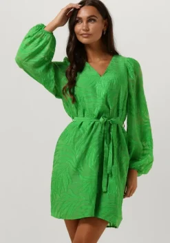 groene freebird mini jurk wv-leaf-jacquard-ra-23-3