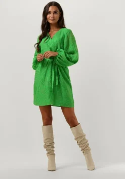 groene freebird mini jurk wv-leaf-jacquard-ra-23-3