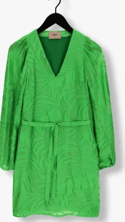 groene freebird mini jurk wv-leaf-jacquard-ra-23-3