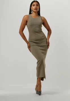 groene gestuz midi jurk briellegz sl rib dress