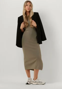 groene gestuz midi jurk briellegz sl rib dress