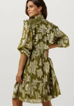 groene janice mini jurk jurk print lurex jimmy
