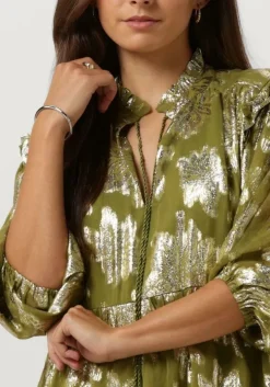 groene janice mini jurk jurk print lurex jimmy