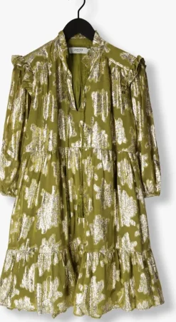 groene janice mini jurk jurk print lurex jimmy
