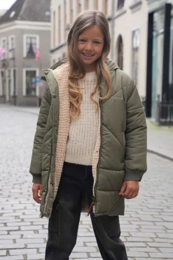 groene like flo gewatteerde jas ariana flo girls reversible hooded long jacket